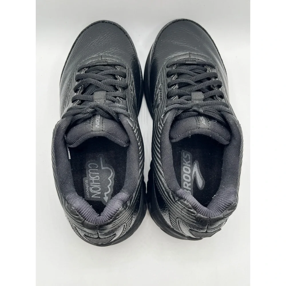 Brooks Addiction Walker 2 Black Leather Walking Shoe Women  7.5 Wide 1203071D072
